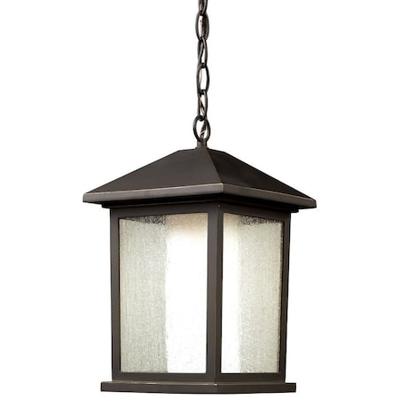 Z-Lite Mesa 1 Light Outdoor Chain Light, Oil Rubbed Bronze And Clear Seedy Outside with Matte Opal Inside 524CHB